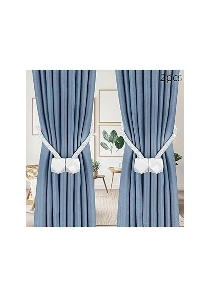 Ekru 2 Adet Manyetik Perde Klipleri Iç Dekorasyon Kare Perde Toplayıcı Toka Perde Tutucu Akse