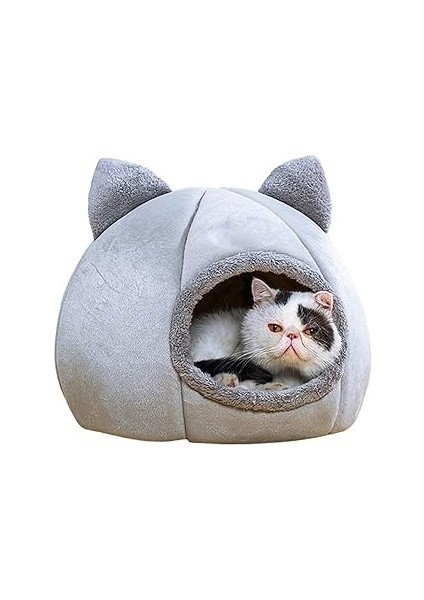 Tineke Bal Kabağı Tasarımlı Kedi Evi Yumuşak Kedi Yatağı Derin Uyku ve Kış Evi Çıkartılabilir Minde