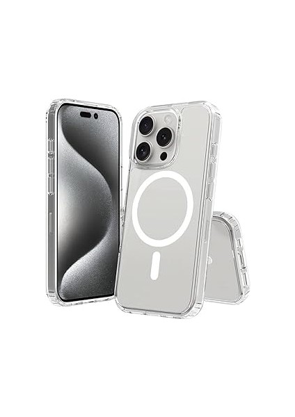 Zore ile Uyumlu 16 Kılıf M-Safe Şarj Özellikli Şeffaf Sert Pc Zore Embos Kapak Şef