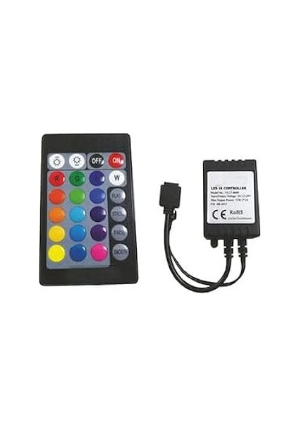 Rgb Şerit LED Kontrol Cihazları - Bluetooth, Sese ve Müziğe Duyarlı, 24 Tuşlu - 6 Amper, 10 Metreye