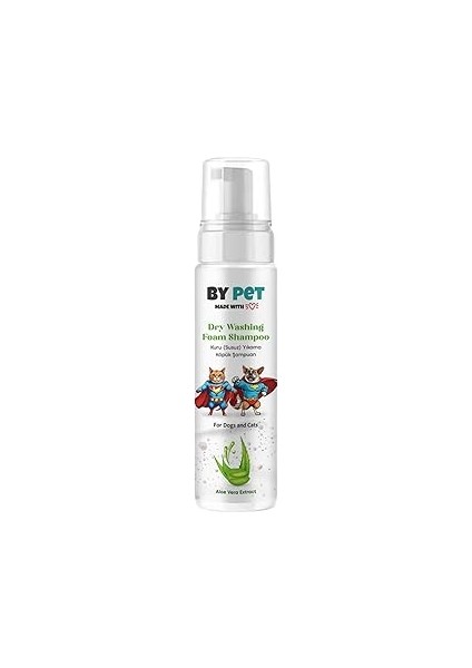 Aloe Vera Içerikli Kedi ve Köpek Kuru Yıkama Bakım Şampuanı Tüy Deri Bakım Köpüğü 200 ml