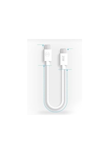 Uygun Elektroni̇k Kısa 25 cm 20W Hızlı Type C Şarj Kablosu Çift Taraflı Type-C To Type-C Pd Şarj Dat