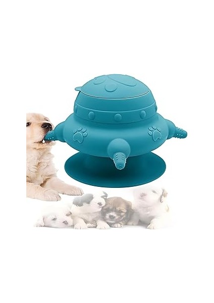 Aputue Yavru Köpek Mama Kabı, 240ML Silikon Yavru Köpek Süt Kabı 4 Emzikli, Sızdırmaz Kapak ve Taba