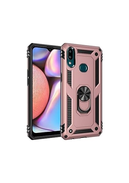 Microsonic A10S Için Kılıf Military Ring Holder Rose [galaxy A10S ile Uyumlu Kı