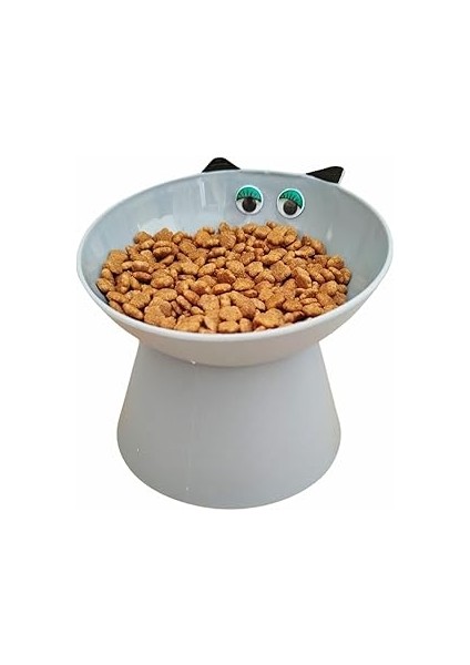 Mta High-Tech 2’li Kedi Figürlü Mama ve Su Kabı – Eğimli Tasarım, Boyun Dostu, Dökülme Önleyici, Ko
