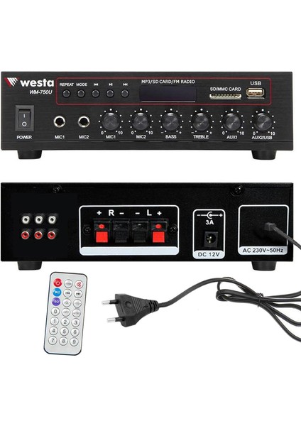 WM-750U Anfi Mixer 80 Watt Bluetooth USB Sd