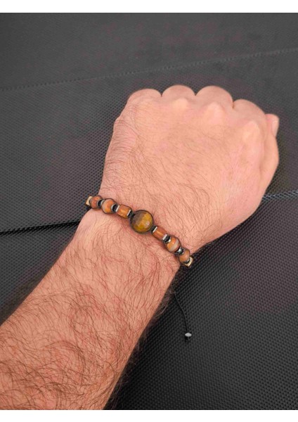 Tibet Akiği-Kaplangözü-Damla Kehribar-Hematit-Mavi Kaplangözü Doğaltaş Bileklik Takı Aksesuar Erkek Bileklik fiyatları