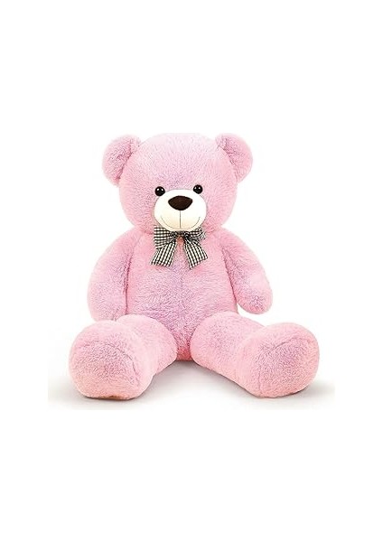 Papyonlu Sevimli Peluş Şaşkın Ayı 80 cm - Sevgiliye Özel Hedi̇ye Pembe