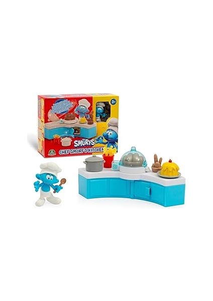 Şirinler - Şirinler Şef 5,5 cm ve 3 Yaş Üstü Çocuklar Için Aksesuarlarla Dolu Mutfağının Oyun