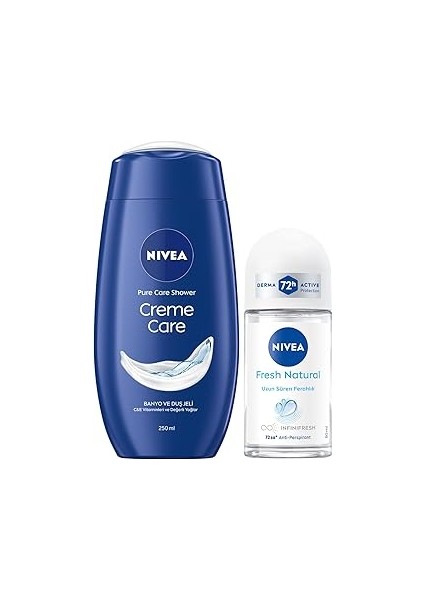 Creme Care Nemlendirici Duş Jeli 250ML ve Roll-On Deodorant Fresh 50ML, 72 Saat Ter K