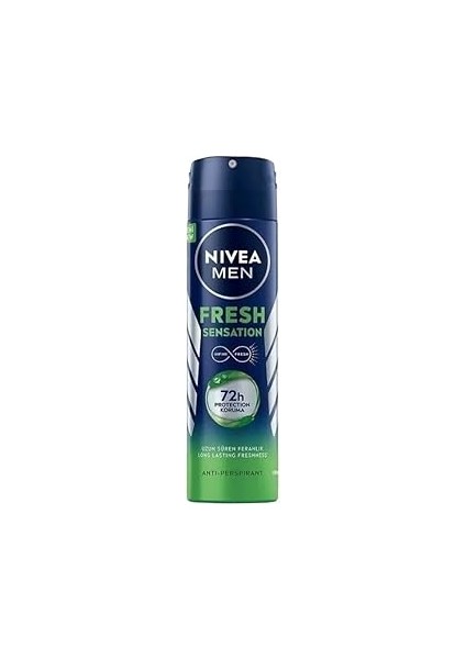 Men Erkek Sprey Deodorant Fresh Sensation 150 Ml, Ter ve Ter Kokusuna Karşı 72 Saat Anti-Pers