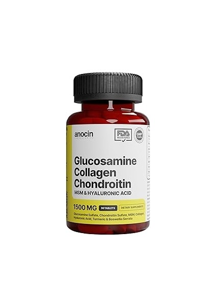 Anocin Glucosamine Chondroitin Msm Kolajen Curcumin Tablet 1500 Mg Glukozamin Kondroitin Collagen