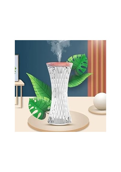 Masaüstü Lamba ve Nemlendirici Şarjlı Işık Kristal Elmas Desenli 7 Farklı Renk Atmosfer L