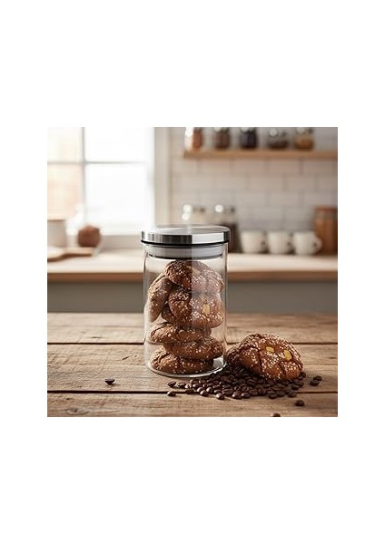 Deconox 450ML Vakumlu Metal Kapaklı Borosilikat Cam Kavanoz (8.5CM*12CM) 1 Adet