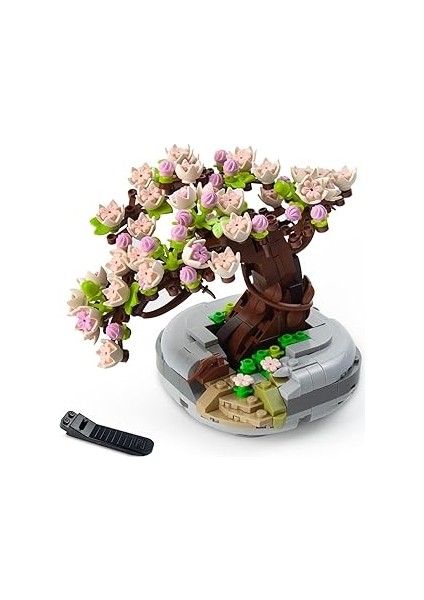 Seyaom Bonsai Ağacı Sukulent/sakura Saksı Bitki Yapı Blokları Seti, Hediyeler Için Yapay Çiçek Inşa
