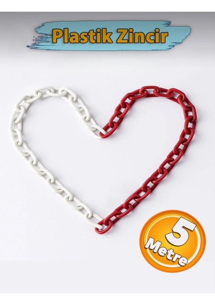 Plastik Zincir 5 Metre Uyarı Yönlendirme Kırmızı Beyaz Plastik Zincir