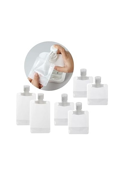 Güncelçarşı Çok Amaçlı 6'lı Paket Doldurulabilir Torba Şişe, Pratik ve Kolay Kullanım, Seyahat, Sab