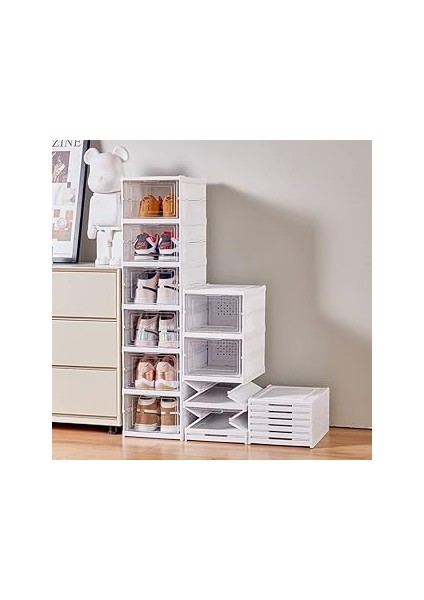 OG01 - Katlanabilir Ayakkabı Rafı | Kolay Kurulum, Modüler, Kapaklı, Istifleme Için Uygun Kutu (6 K