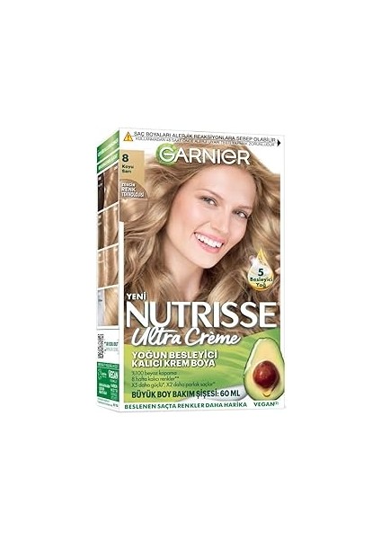 Nutrisse Yoğun Besleyici Kalıcı Krem Saç Boyası 8 Koyu Sarı