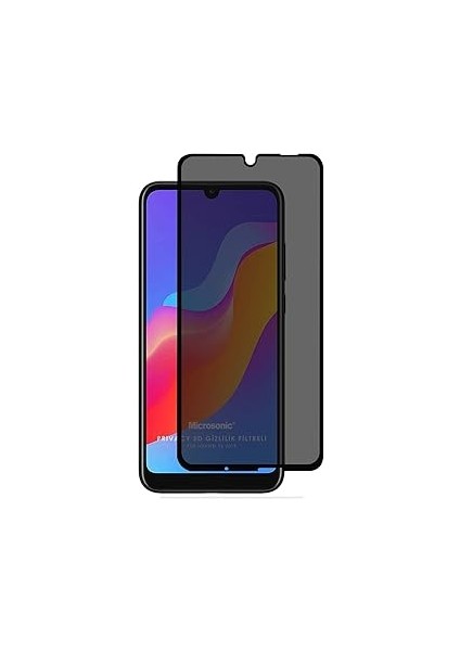 Microsonic Y6 2019 Privacy 5d Gizlilik Filtreli Cam Ekran Koruyucu Siyah