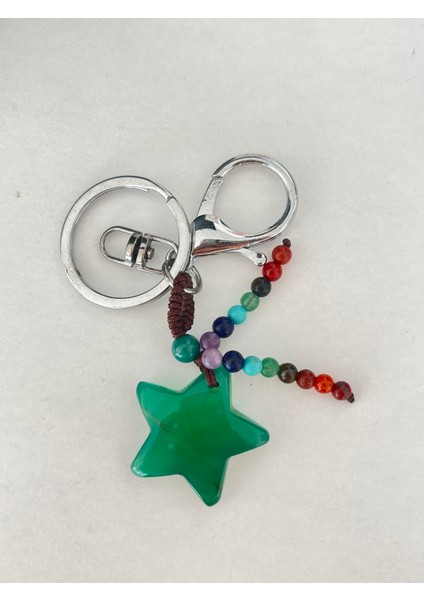 Aventurin Doğaltaş Anahtarlık Charm Yıldız