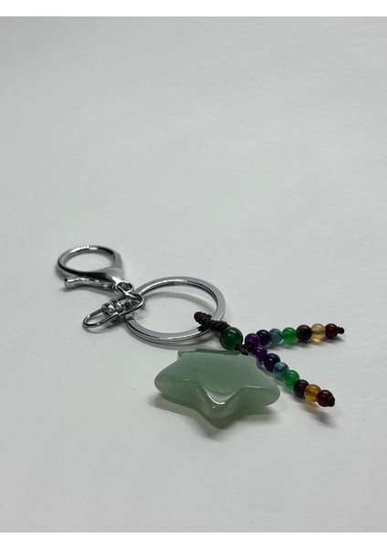 Aventurin Doğaltaş Anahtarlık Charm Yıldız modelleri