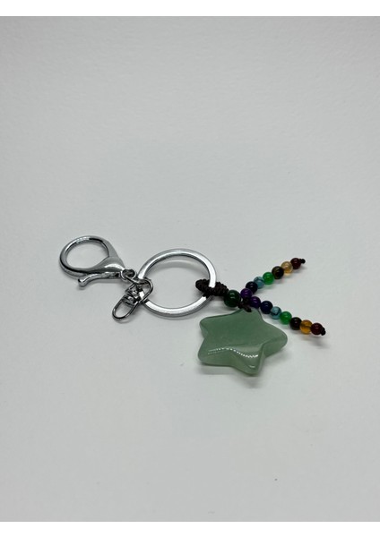 Aventurin Doğaltaş Anahtarlık Charm Yıldız