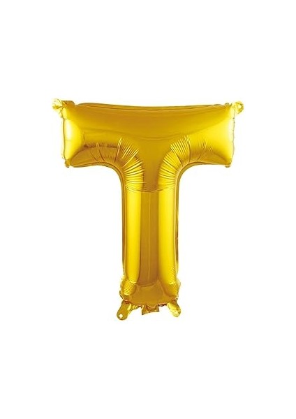 Parti̇ Vi̇tri̇ni̇ T Harfi 16 Inç Renk Folyo Balon 36 cm (Altın)