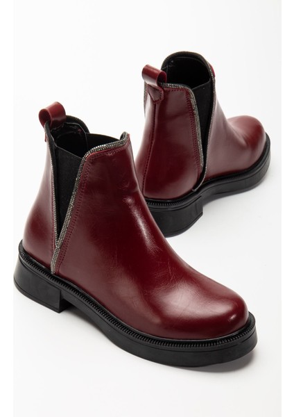 Zrin-02 Premium Bordo Kırışık Rugan Taşlı Lastikli Kışlık Kadın Bot fırsatları