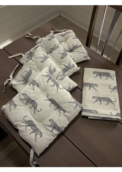 Piknik, Mutfak, Şeffaf Çantalı Masa Örtülü Sandalye Minder Seti