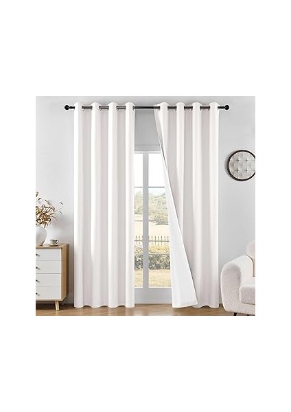 JOYDECO%100 Karartma Perdeleri 200 cm Uzunluk 2 Panel Seti, Yatak Odası Pencereleri Için Siyah Dış