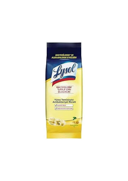 Lysol Pratik Yüzey Temizleyici Antibakteriyel Islak Mendil Turunç Bahçesi (1 x 72 Adet)