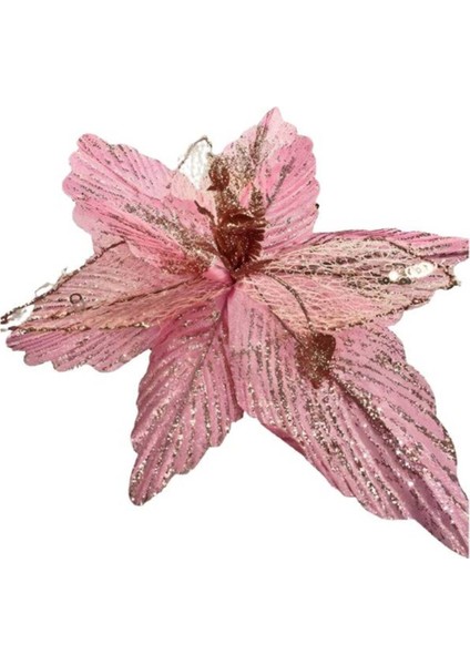 Yılbaşı Temalı 35 cm Pembe Çiçek Dekoru fiyatları