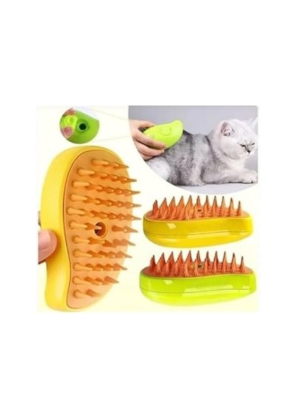 Canelf Buharlı Kedi ve Köpek Tarağı, Yumuşak Silikon Uçlu, Kedi Köpek Yıkama Fırçası