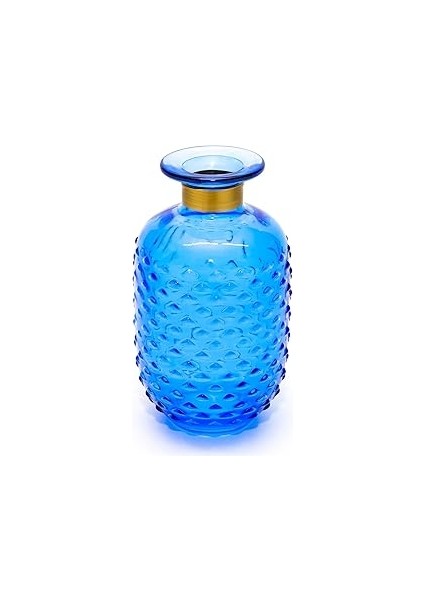 Boyunlu Saks Mavisi Cam Vazo (15 Cm)