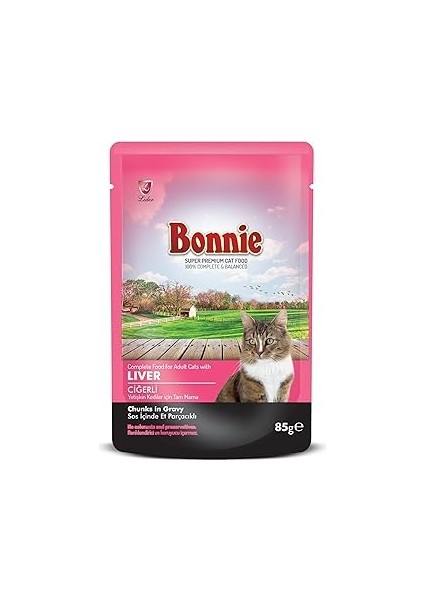 Bonnie Kuzu Etli Cigerli Pouchjelly Kedi Kons. 85 gr