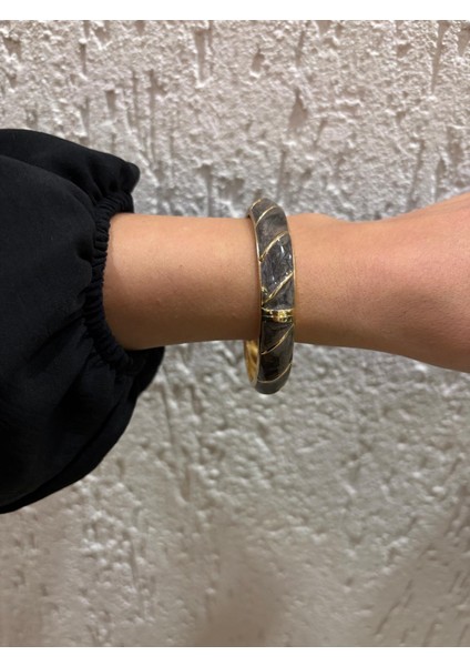 Özel Seri Şerit Desen Kahverengi Mineli Gold Kelepçe fiyatları