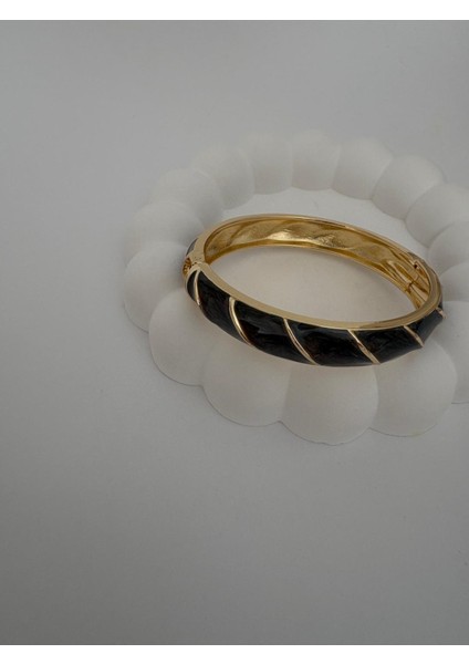 Özel Seri Şerit Desen Kahverengi Mineli Gold Kelepçe modelleri