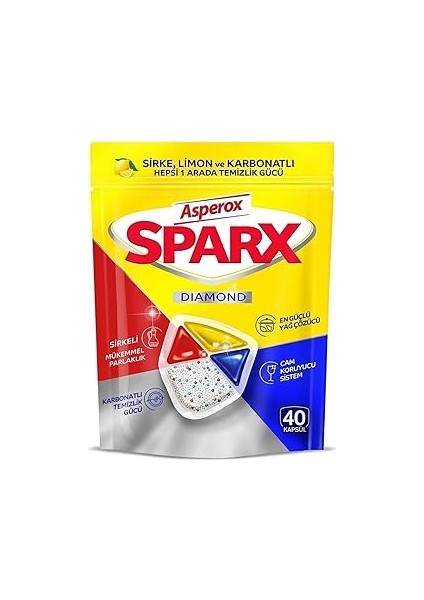 Asperox Sparx Bulaşık Kapsülü, 40'lı Paket