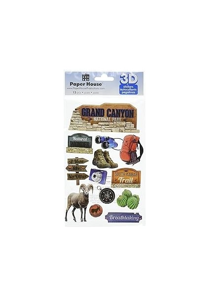 Paper House Productions Unbekannt Kağıt Kağıt 3 Boyutlu Çıkartmalar-Grand Canyon, Diğer, Çok Renkli