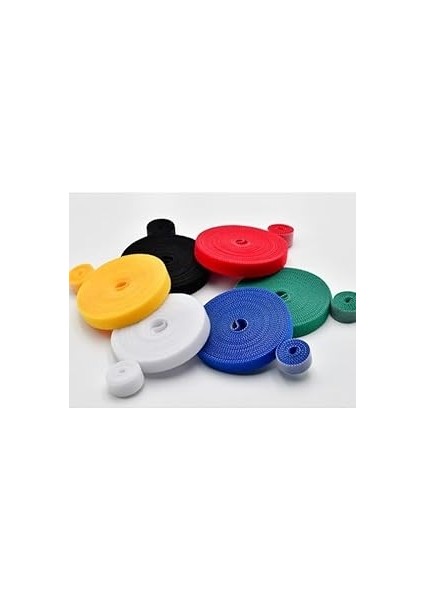 Asorti Renkli Cırtlı Kablo Düzenleyici, 5 Metre Rulo, 1 Adet