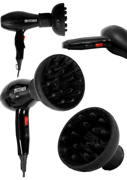 3600 Watt Professional Saç Kurutma Makinesi Ac Motor Fön Makinesi + Difüzör + 2 Adet Başlık