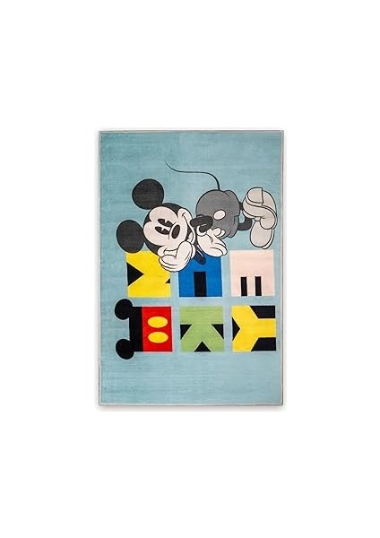 Taç Mickey Mouse Lisanslı Karakter BASKILI%100 Polyester Halı, Çok Renkli, 80X120 cm