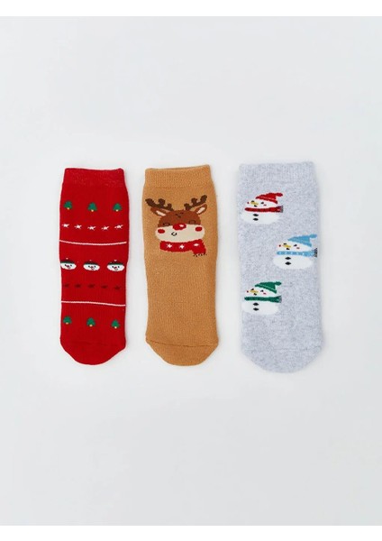 Yılbaşı Temalı Erkek Bebek Soket Çorap 3'lü (W5)