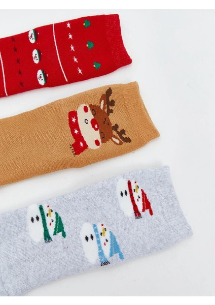 Yılbaşı Temalı Erkek Bebek Soket Çorap 3'lü (W5) fırsatları