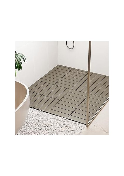 Porsima 1177 Bahçe Balkon Teras Banyo Paspası 9lu Zemin Karosu Latte