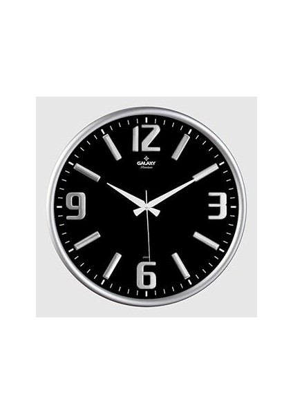 Serisi Metal Çerçeveli Kabartma Rakamlı Bombe Camlı 35 cm Duvar Saati Gri