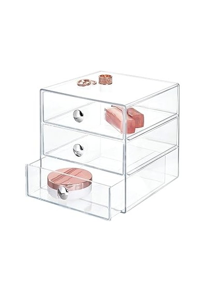 Interdesign 35300 M4EU Çekmeceli Organizer 3 , Şeffaf, 4 Adet, Şeffaf, 1 Parça
