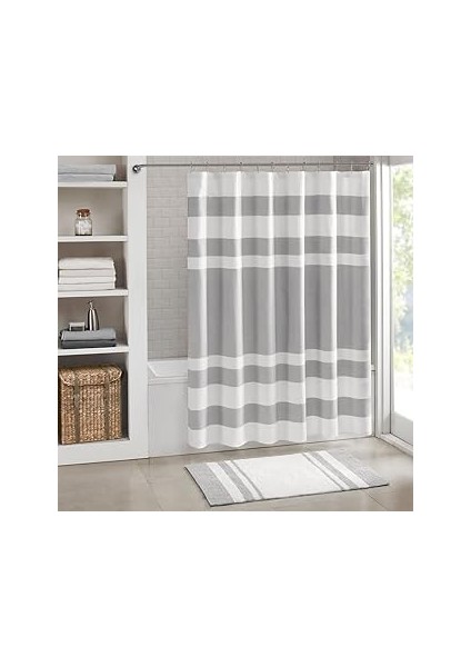 Madison Park Spa-Waffel Duş Perdesi, Masif Mikrofiber Dokuma, Scotchgard Su Geçirmez Işleme, Mod