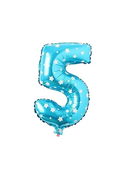 Parti̇ Vi̇tri̇ni̇ 5 Rakamı 40 Inç Yıldızlı Folyo Balon 100 cm